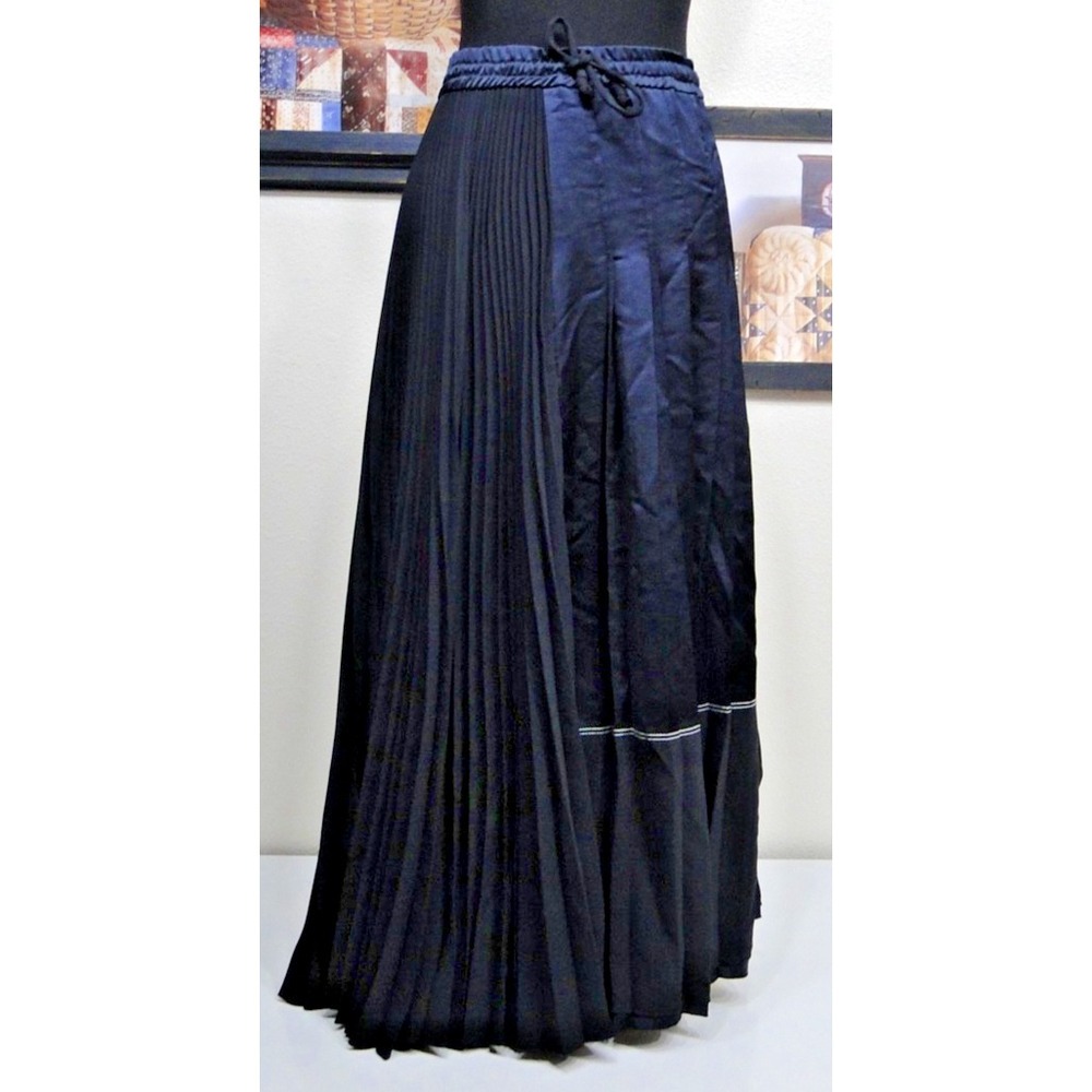 ZARA Black Elastic Waist Midi Skirt S Minimalist Full Skirt Asymmetrical